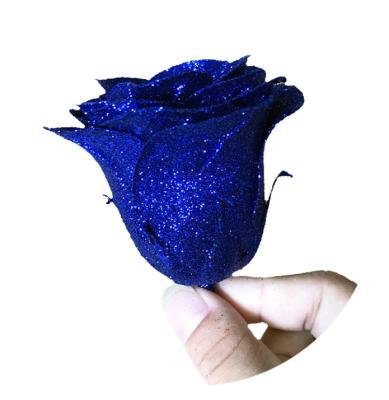 China Non-woven fabric + gold dust gold powder crystal rose blue bouquet material gift box flower cloth simulation head demon wholesale manufacturers direct for sale