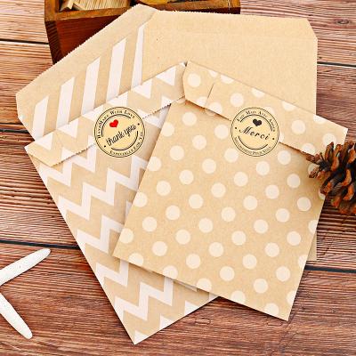 China 24 Sets Wave Dot Packaging Paper Bag Disposable Kraft Paper Bag Sticker Set DIY Gift Baking Packaging Bag for sale