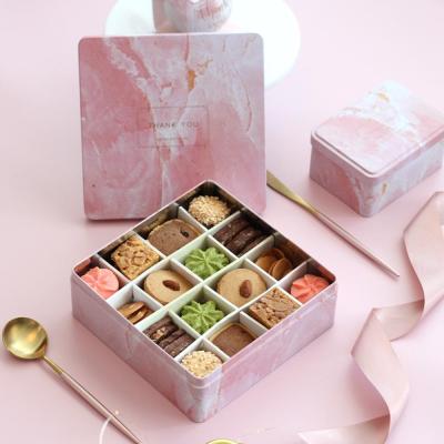 China Recyclable 9/16 Square Cans Creative Cookie Tin Iron Box Chocolate Gift Box for sale