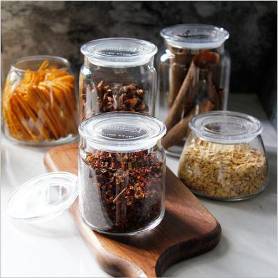 China 750ml 1000ml High Quality Sustainable Glass Lid Jar Food Glass Jar With Lid Glass Storage for sale