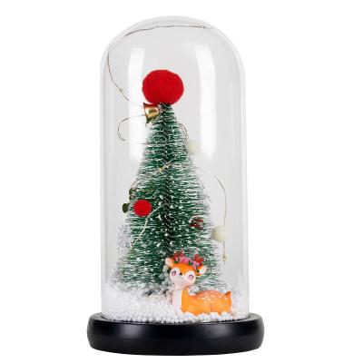 China Home Decoration Led Lights Decorations Christmas Doll Ornaments Fawn Santa Claus Glass Cup Decoration for sale