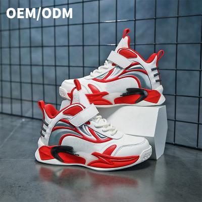 China Breathable High quality boys shoes 2023 new autumn and winter leather waterproof basketball shoes soft soled children's sports shoes for sale