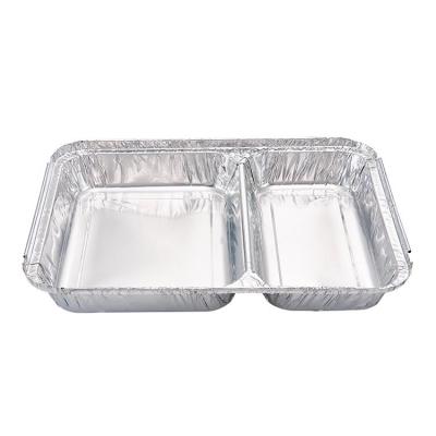 China Food Bowl 2 Compartment Disposable Aluminum Foil Food Container With Lids for sale