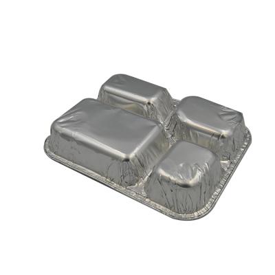 China Convenient Food Four Compartment Dinner Aluminum Foil Box for sale