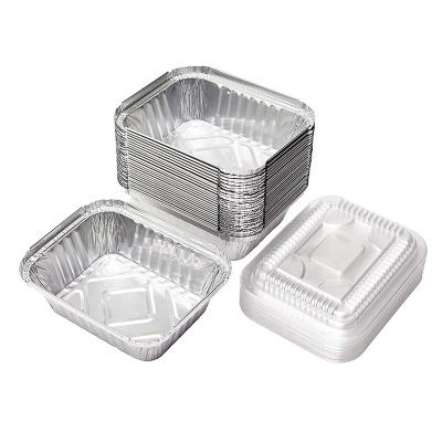 China Rectangular Aluminum Foil Food Takeout Trays For Food With Lids, 450ML, Used Foil Supply Container for sale