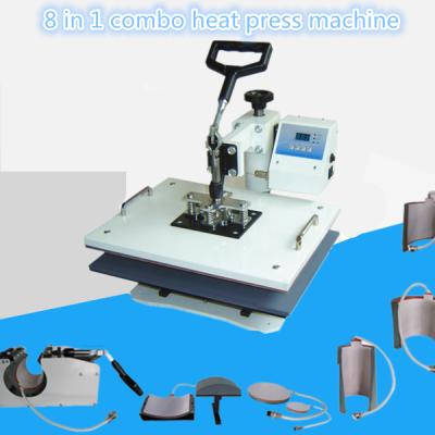 China Advertising company new 8 combo in 1 heat transfer press price logo t-shirt mug sublimation machines for sale