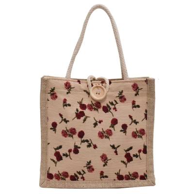 China Fashion Wholesale Ladies Canvas tote bag ins style cross-matching student satchel fashion small floral pattern girl hand bag for sale