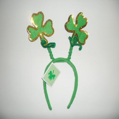 China European and American Irish St Patricks Day Party Supplies Carnival Style Boppers Decoration Glitter Shamrock Shamrock Headband for sale