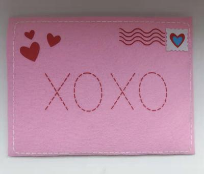 China Thick Felt Embossed Felt Valentine Envelope Pocket With Velco For Gift for sale