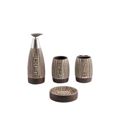 China Viable European Simple Style 4Pcs Product Bathroom Essential Wholesale High Quality Accessory Ceramic Set for sale