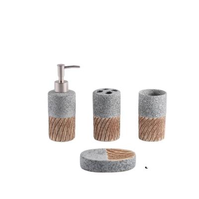 China Durable Hotel Premium Quality Wholesale Viable Multicolor Ceramic Set Complete 4 Piece Household Bathroom Accessory for sale