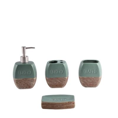 China Viable Design Luxury Multicolor Unique Home Hotel Accessory 4 Pcs Fashion Ceramic Bathroom Set for sale