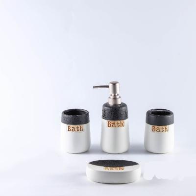 China Wholesale Best Viable Home Simple Home High End Ceramic Bathroom Accessories 4pcs Set With Color Letters for sale