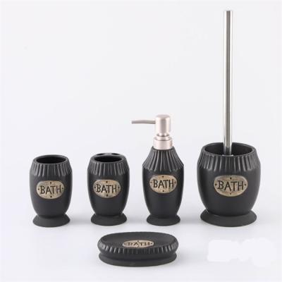 China 5 Pcs Sustainable Style Unique Design High End Luxury Accessory Ceramic Bathroom Set With Toilet Brush Holder for sale