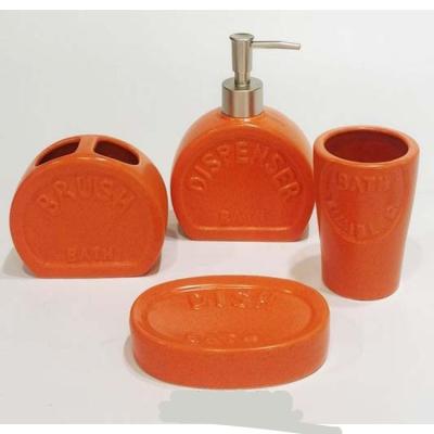 China Sustainable High End Luxury Warm Color Lotion Dispenser Ceramic Accessory Customize Bathroom Set For Hotel for sale