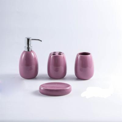 China 4 PCs Viable Wholesale High Quality Ceramic Organizer Soap Dispenser Luxury Bathroom Accessory Set for sale