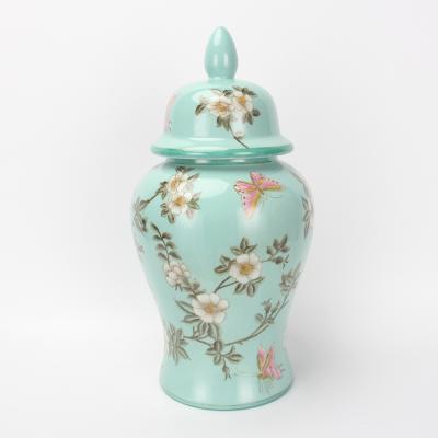 China J150 Minimalist Chinese Hand Weaving Retro Flower Vase Spring Blue Ceramic Ginger Pot Antique Porcelain Flower Pot Decor for sale