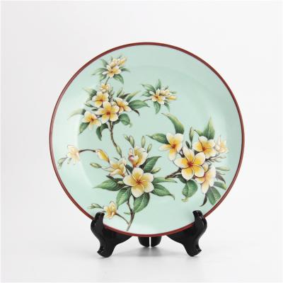 China Stocked Luxury Ceramic Round Dish Set Wall Decor Custom Ceramic Plates Decoration for sale