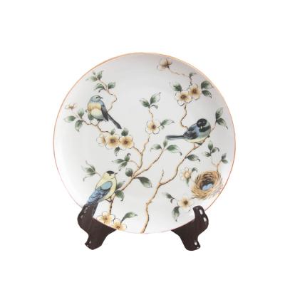 China Wholesale High Quality Custom Transitional Dish White Flower P005 Porcelain Enamel Round Ceramic Dish For Wall for sale