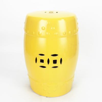 China Classical Luxury Chinese Decoration Porcelain Stool Antique Yellow Drum Stool for sale