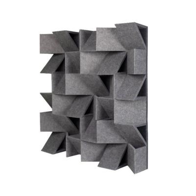 China Light weight and easy install ASTM E84 Class A popular grey color sound absorbing panel 3D polyester fiber acoustic panels for wall ceiling for sale