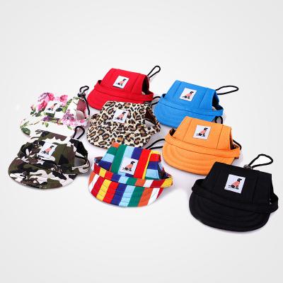 China Stocked Dog Covers Outdoor Sun Hood Accessories Small Puppy Pets Summer Print Hat Baseball Sun Visor Hat for sale