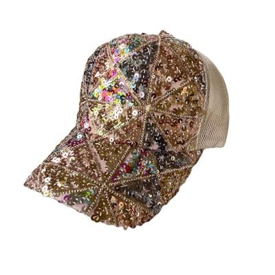 China 2021 Outdoor Breathable Net Hat Women Baseball Cap Mesh Sun Hat Sun Protection COMMON Hat Sequin Hat Fashion New for sale