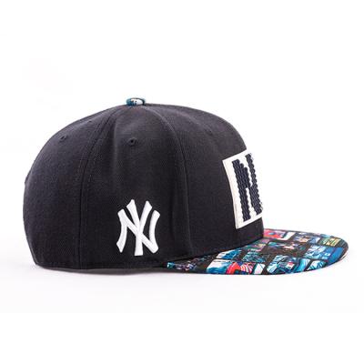 China JOINT NY Sport Hip Hop Hat Baseball Cap Logo 6 Panel Hat Custom Nitrile Printed OEM Backed Mao Ni Material Outdoor Wool for sale