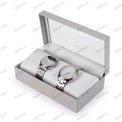 China Recycled Materials Wholesale wooden & bamboo watch organizer gifts boxs cases storage packaging luxury with PVC clear window slide lid for sale