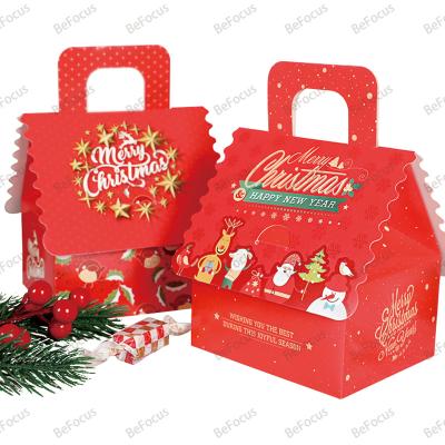 China Recycled Materials Wholesale customized christmas eve calendar advent house shape candy chocolate gift paper packaging favour handle box christmas for sale