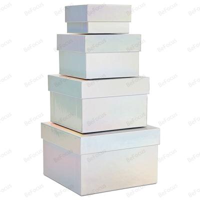 China Recycled Materials cheap wholesale price eco friendly holographic making square cardboard elegant unique paper lid and base gift box for sale