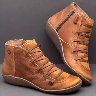 China Factory Wholesale British Style Anti-slippery Round Toe Flat Martins Boots Ankle Boots For Ladies for sale