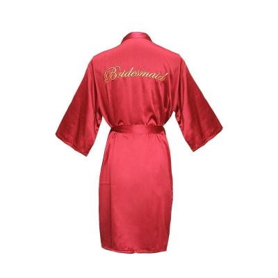 China QUICK DRY Custom Made Silk Logo Embroidery Maxi Dress Satin Women Wedding Long Bride and Bridesmaid Dresses for sale