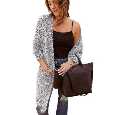 China New High Quality Breathable Trend Women's Fuzzy Long Sweater Coat Knitted Cardigan With Pockets for sale