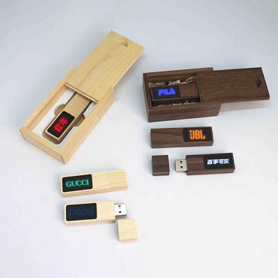 China Custom Logo Wooden LED Light Custom Logo Wooden Led USB Drive USB Flash Drive 32gb 64gb Pendrive for sale