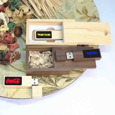 China Eco-friendly Wooden USB Drive Wooden Led Flash Light Up Logo 8GB 16GB 32GB 64GB 128GB for sale