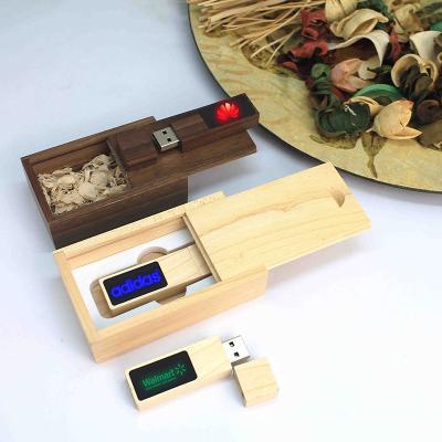 China New eco-friendly wooden led usb flash drive with light up logo 1GB 2GB 4GB 8GB 16GB 32GB 64GB 128GB for sale