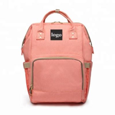 China 2022 New Design Portable Leather Pink Maternity Bags Outdoor Custom Printed Small Diaper Baby Bags For Mothers With Bed for sale