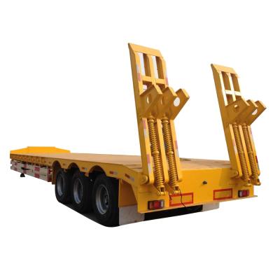 China 50 ton flatbed semi trailer low truck trailer for construction machinery for sale