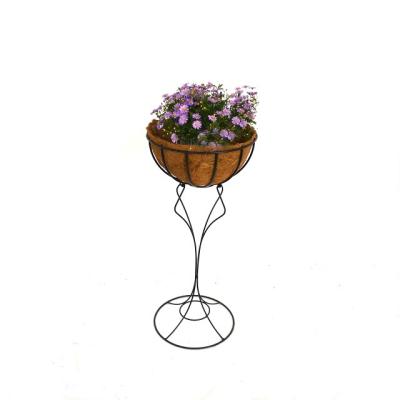 China Easily Assembled Joint Freestanding Stake Planter Flower Pot With Cocos Liner Metal Flower Planter For Home Decor for sale