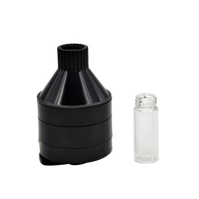 China Minimalist 43mm Diameter Metal Weed Grinder Funnel Plastic Tobacco Herb Grinder With Weed Memory Tube Smoking Accessories for sale