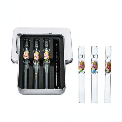 China Cute Resistance Girly Glass Weed Fire Maid Smoking Kit With 104mm Tube+Metal Filter Tip Storage Case+Small Hookah Brush Combo Smoking Accessories for sale