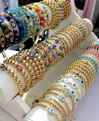 China FASHIONABLE Fashion Custom Devil's Eye DIY Handmade Beaded Bracelet Popular Wholesale Adjustable 18K Gold Plated Beaded Heart Shaped Jewels for sale