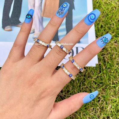 China Wholesale Latest CLASSIC Tennis Ring Fashion Devil's Crystal Rhinestone Eyes Zircon Eye Ring Tennis Eyes Ring Women's Jewelry for sale