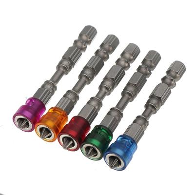 China 5pcs Set 65mm 1/4 Inch Hex Shank S2 Steel Cross Head Magnetic Screwdriver Bit for sale