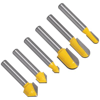 China 6pcs 6mm Shank Router Bits Set round nose bit 90 Degree V-Groove Bit For Woodworking Tools for sale