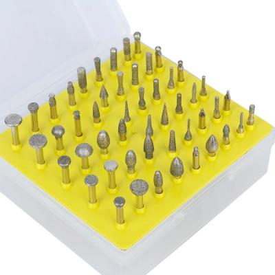 China 50Pcs Diamond Grinding Head Carving Burr Set for Jewelry Glass Stone Ceramic 1/8-Inch Shank for sale