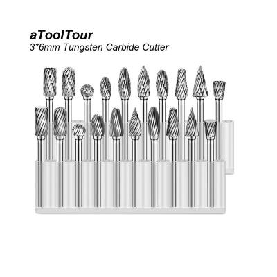 China 10pcs 3*6mm Tungsten Carbide Rotary Burr CNC Engraving Abrasive Tools Metalworking Milling Polishing for sale