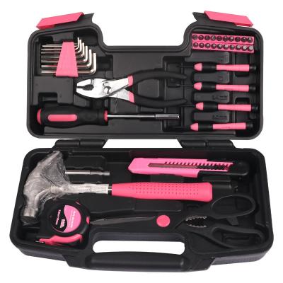 China 39pcs Women Lady Girl Pink Household Professional Repair Tools Set Box for sale