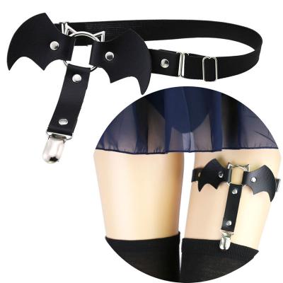 China High Quality High Quality Customize Hot Sexy Punk Black Leg Girls Leather Thigh High Garter Belt For Ladies for sale